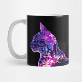 Cat and city double exposure effect Mug